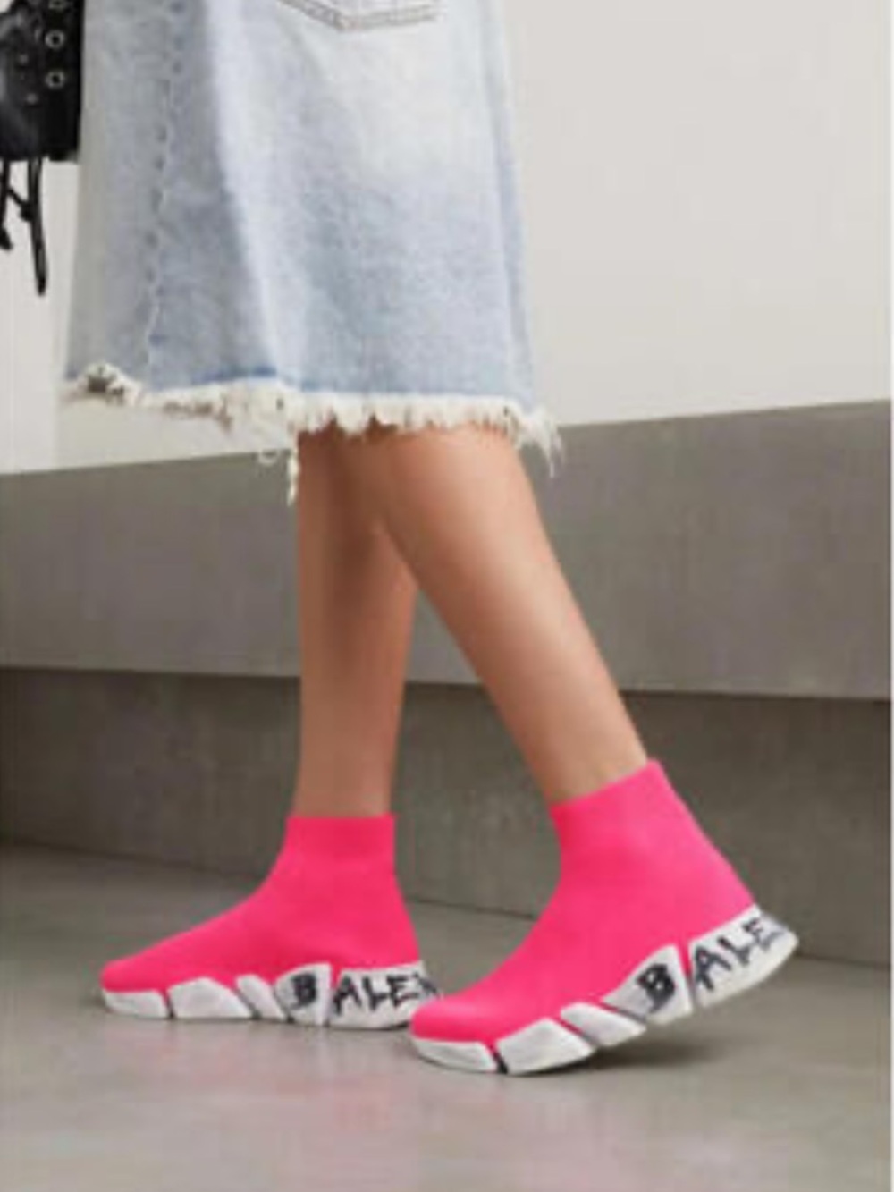 BALENCIAGA Neon Pink Graffiti Sock Sneakers Booties